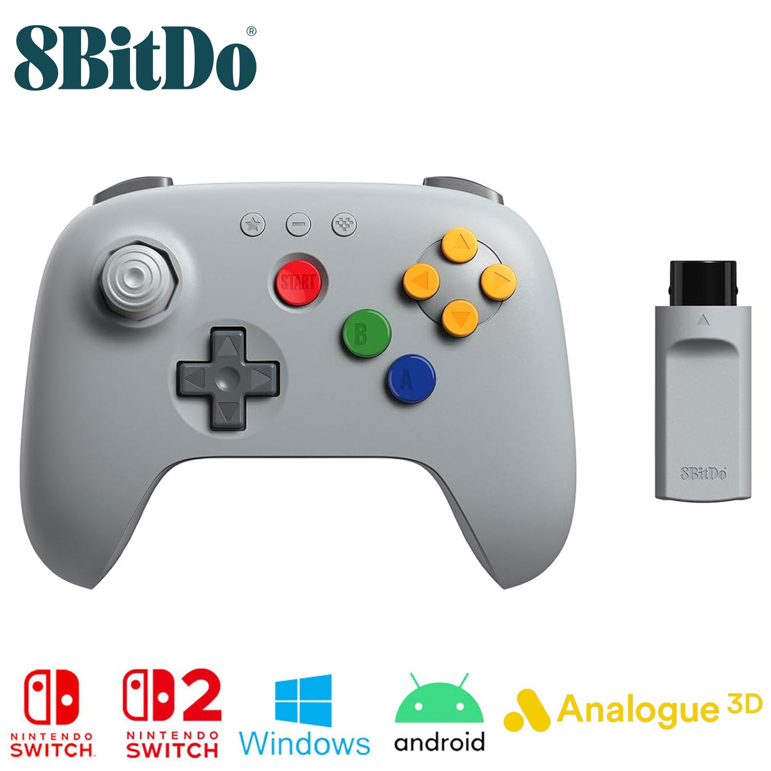 8BitDo 64 Bluetooth Controller [Nintendo Switch / Nintendo Switch 2 /Windows 10 / Android / Analogue3D]