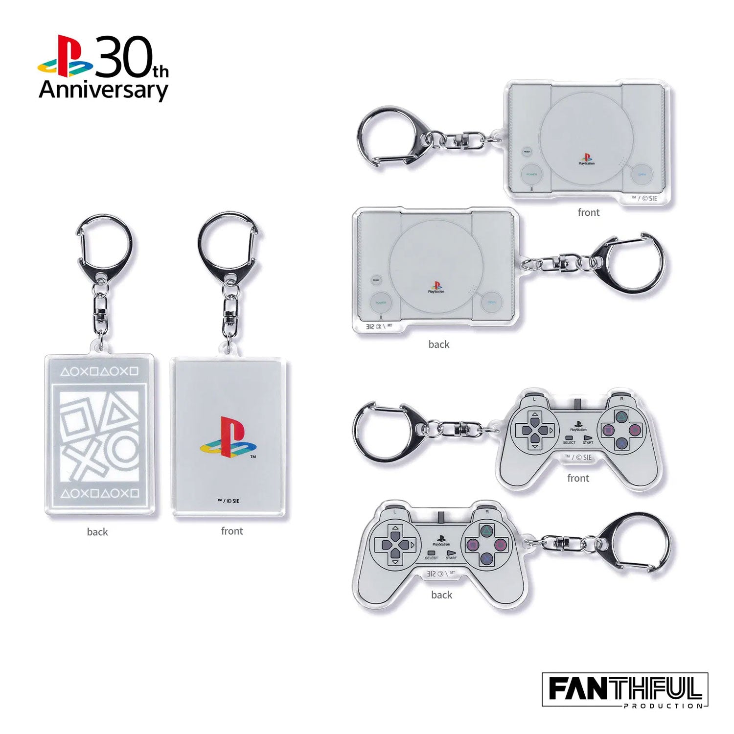 PlayStation 30th Anniversary Acrylic Keychain (Set of 3 Pieces)