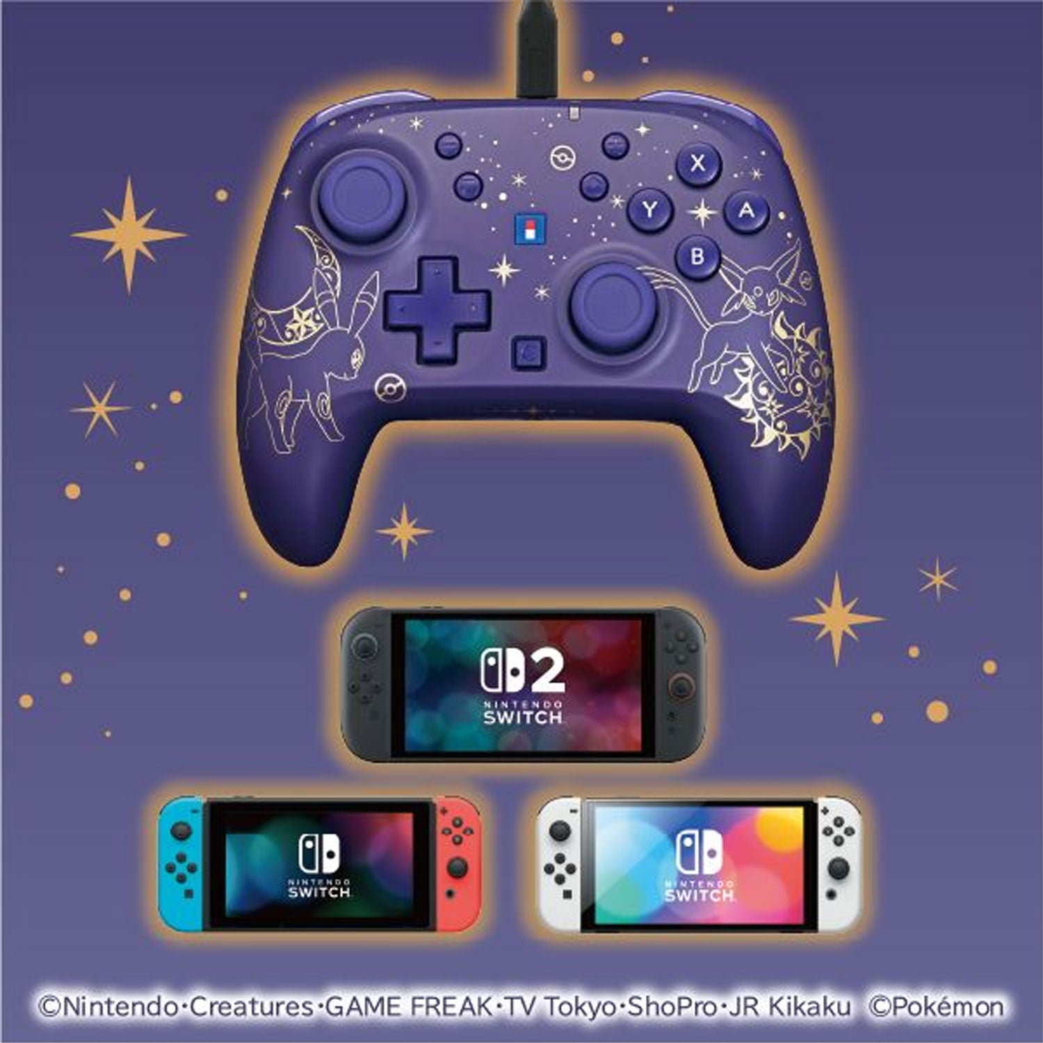 HORI Wired HORIPAD TURBO for Nintendo Switch 2 [Umbreon & Espeon Starlight Night]