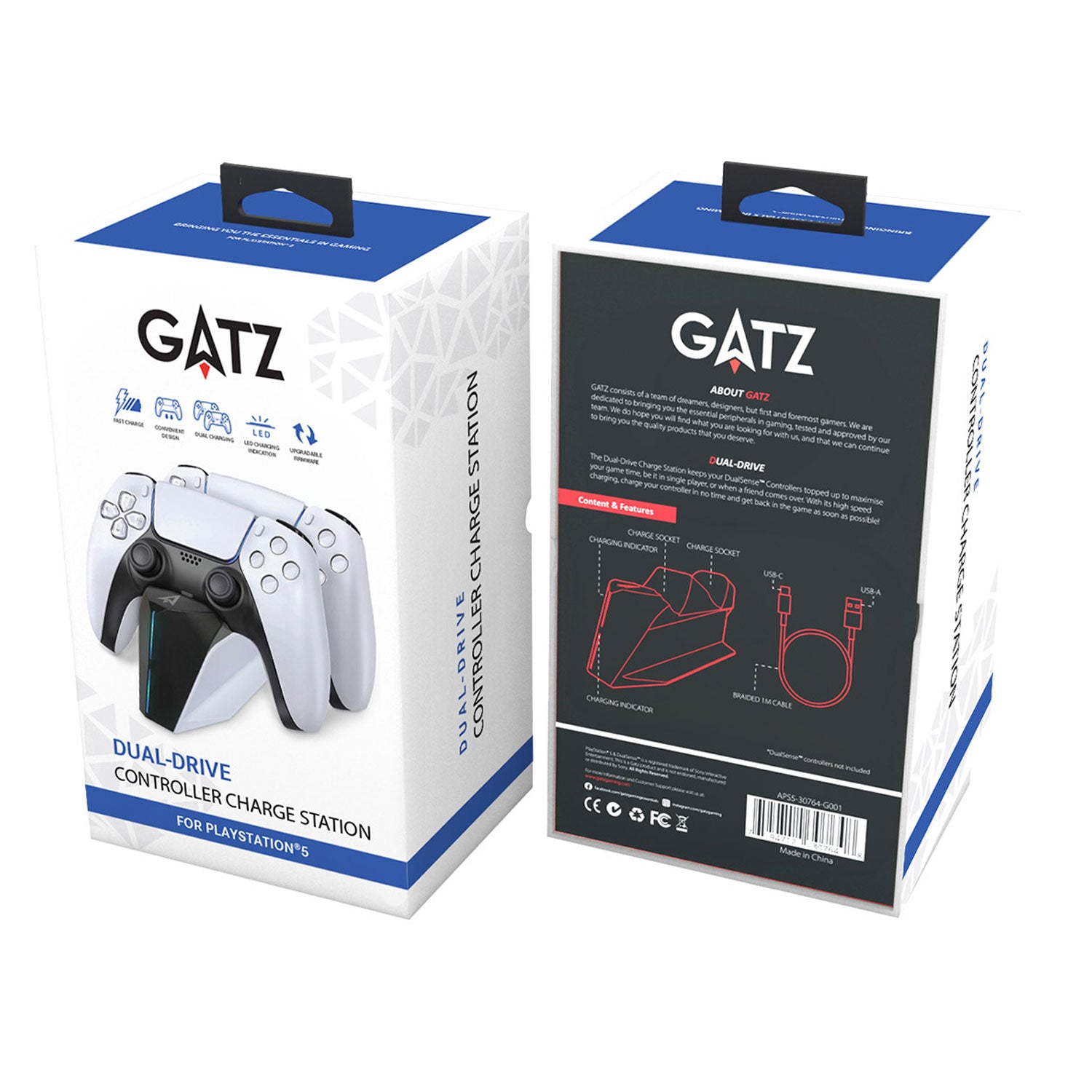 GATZ Dual Drive Controller Charge Station for PS5 DualSense Controller