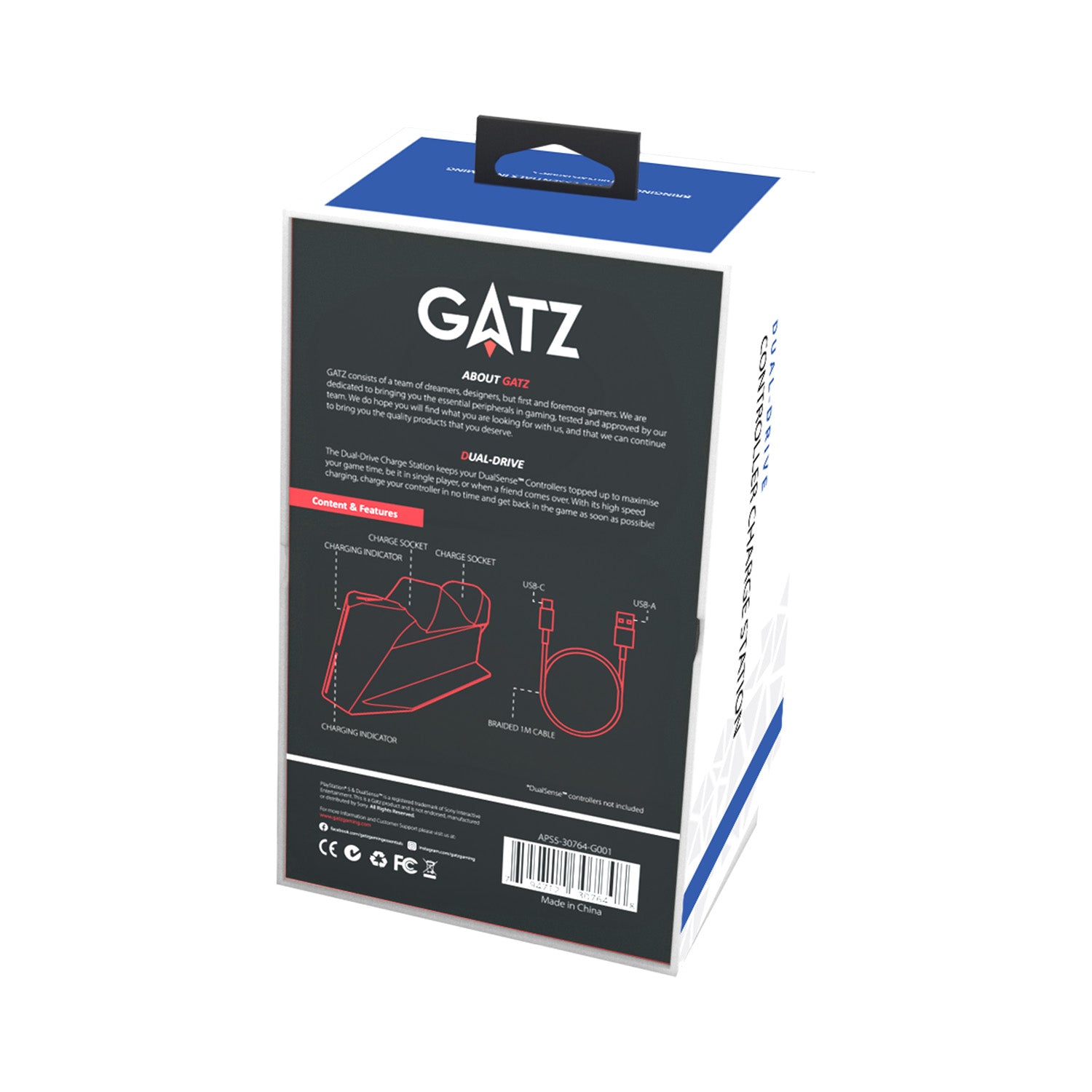 GATZ Dual Drive Controller Charge Station for PS5 DualSense Controller