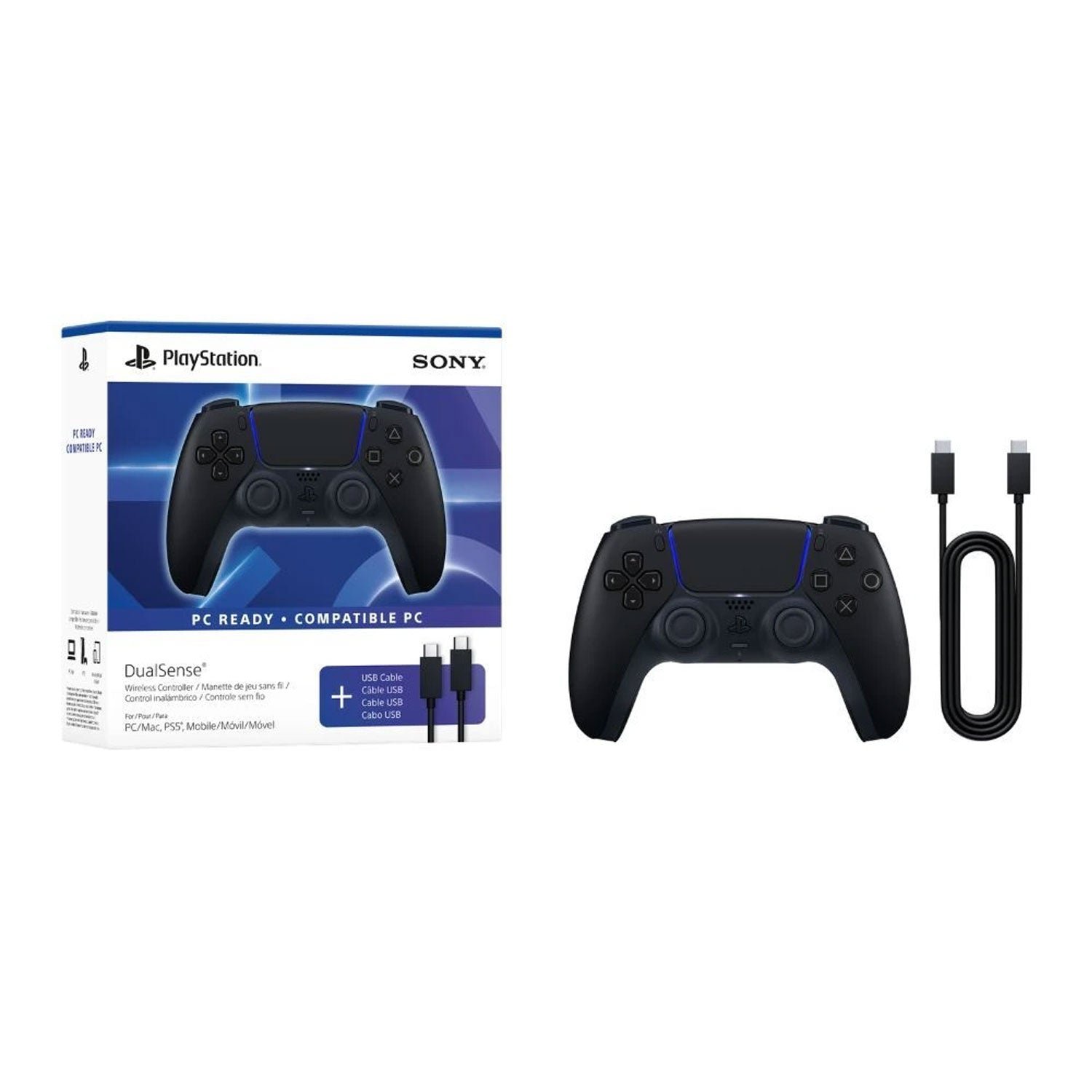 PS5 Official Sony DualSense Wireless Controller with USB Cable (Midnight Black) [USA Imported]