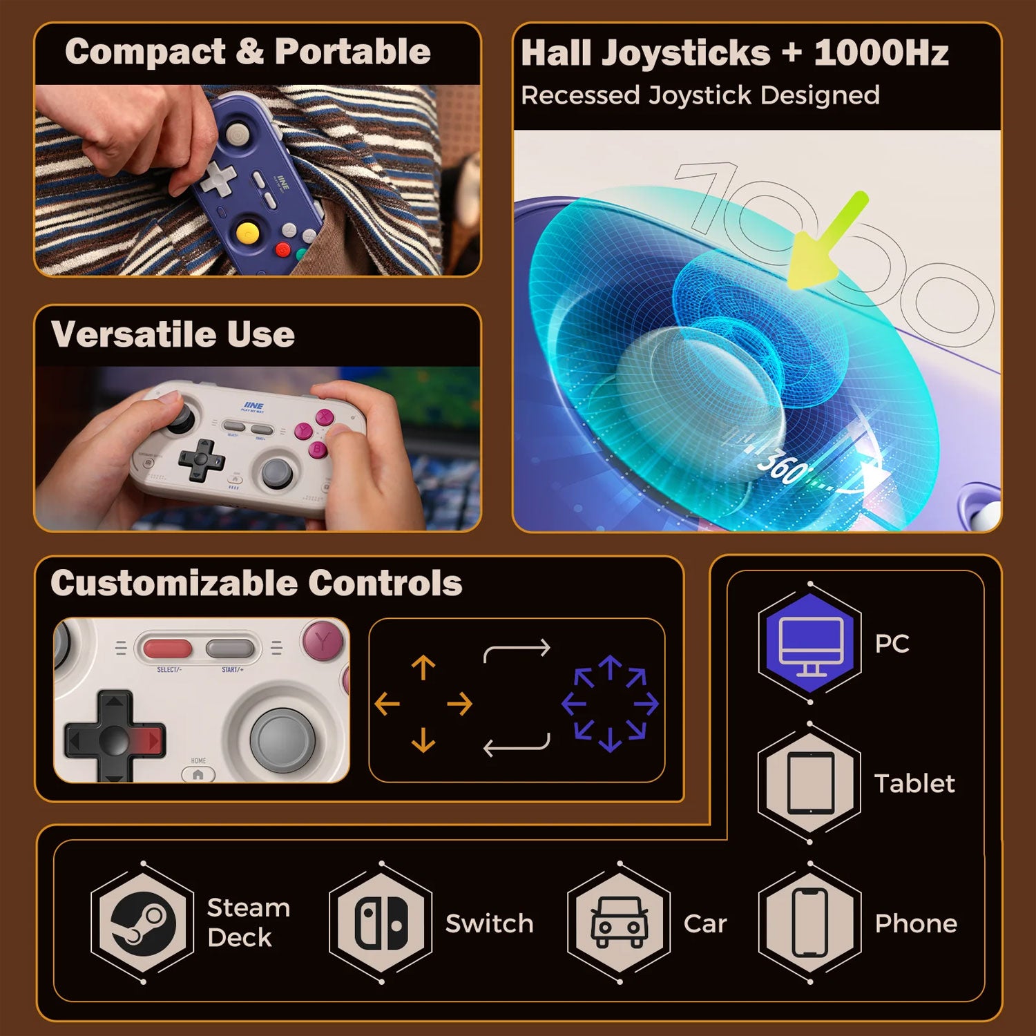IINE Retro Pocket Game Controller for Nintendo Switch 2