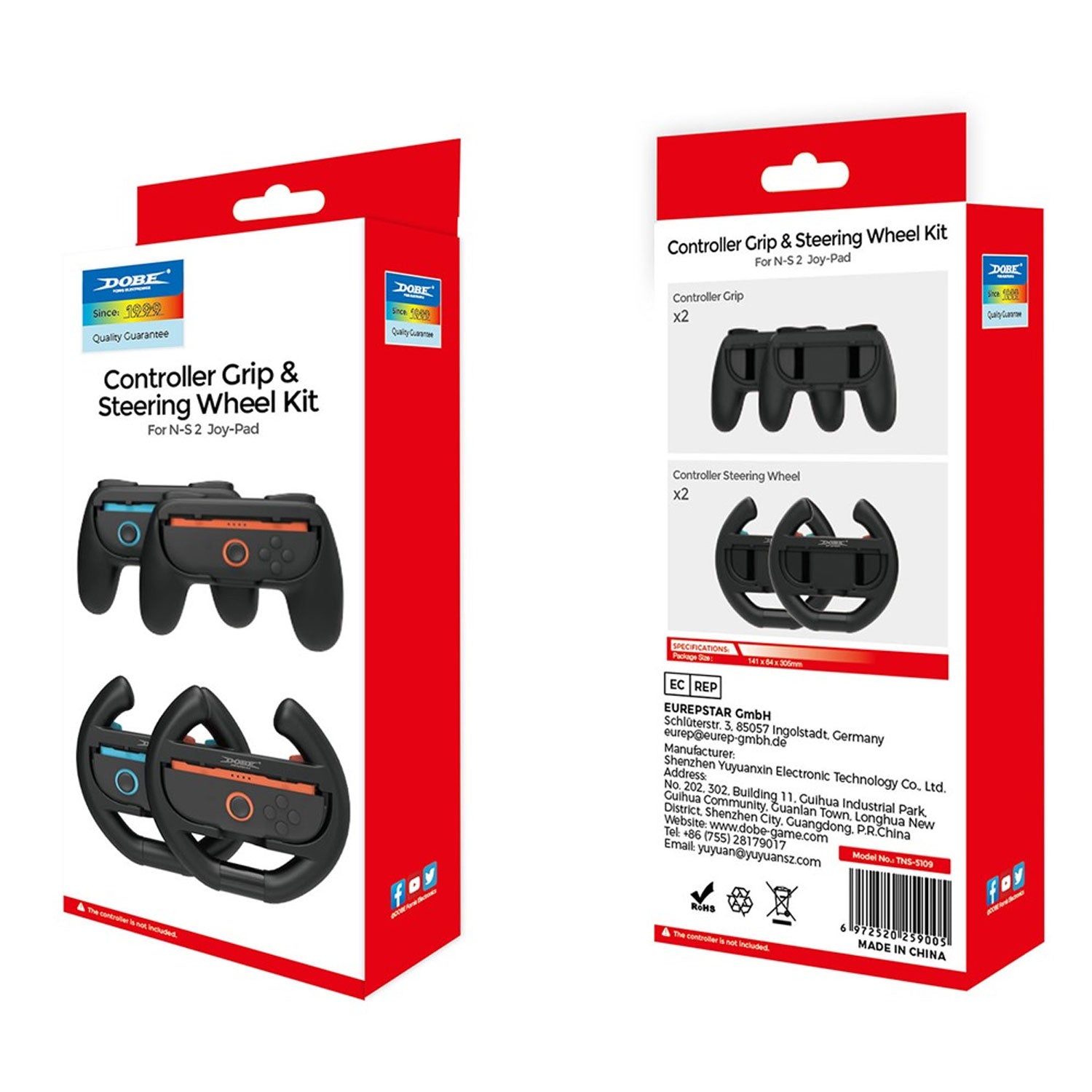 DOBE 4 in 1 Controller Grip & Steering Wheel Grip Set For Nintendo Switch 2