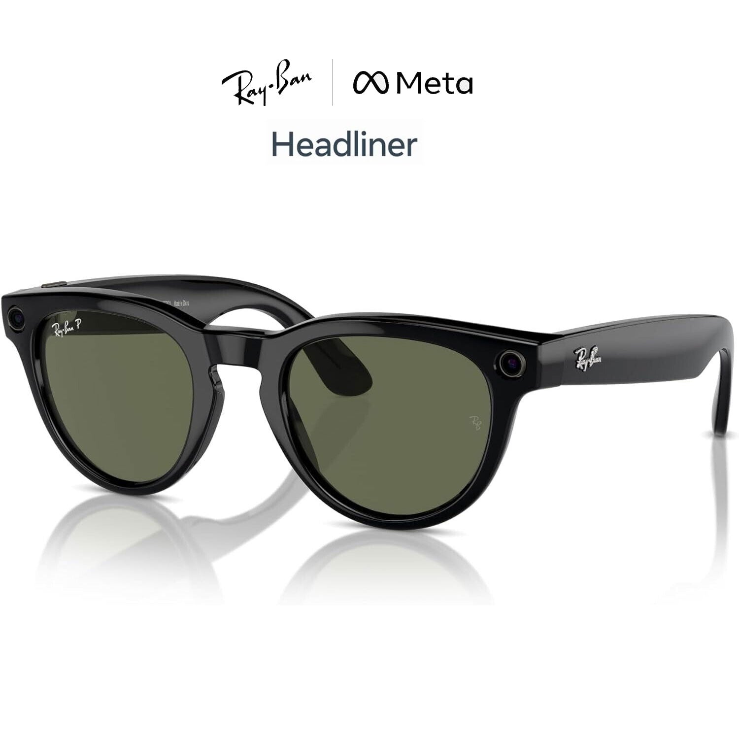 RayBan | Meta Headliner Smart Glasses - Shinny Black / Polarised G15 Green