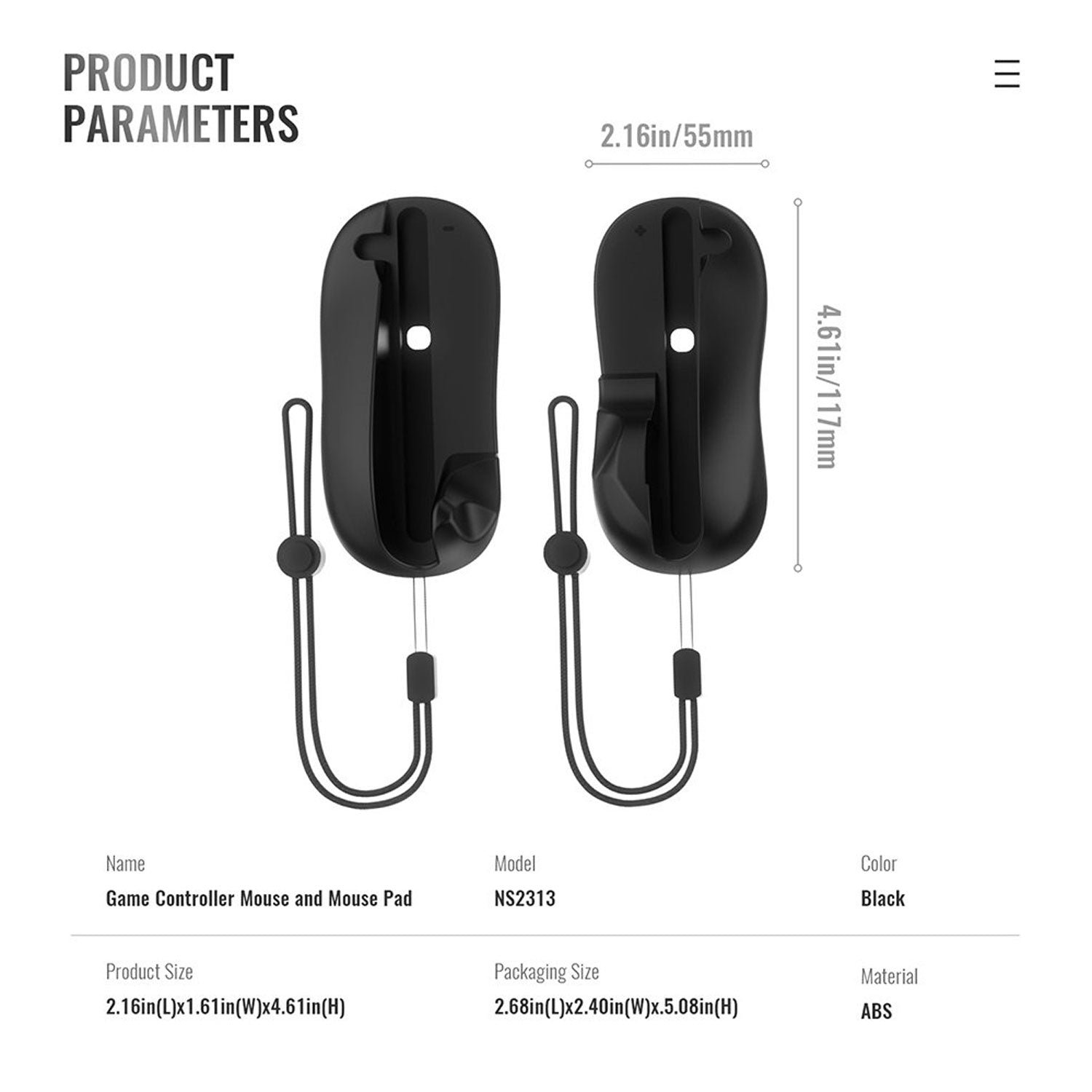 JYS Game Controller Mouse Stand with Mouse Pad (Black) for Nintendo Switch 2 Joy-Con (Set of 2)