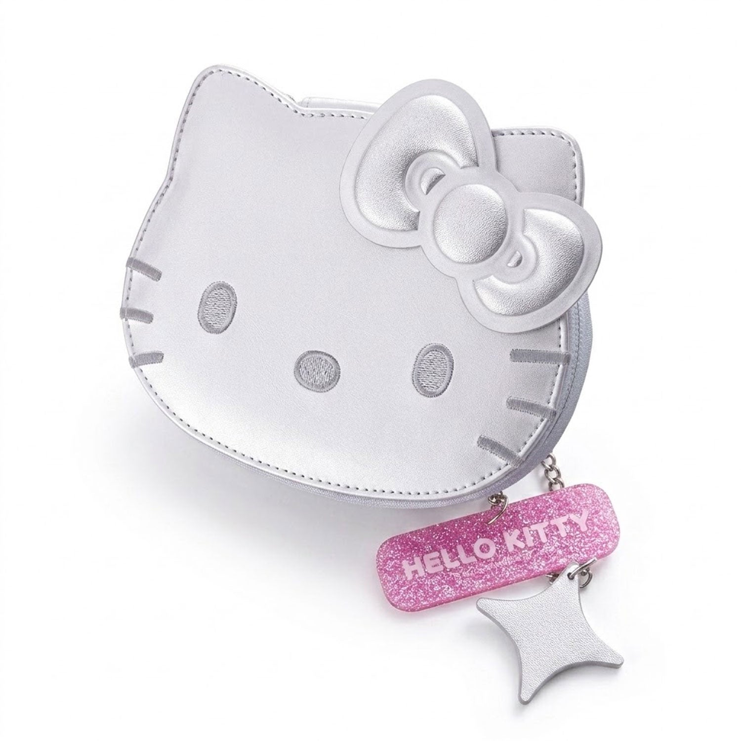 Geekshare Game Card Carrying Pouch for Nintendo Switch 2 [Hello Kitty Sparkling Silver Heart Collection]
