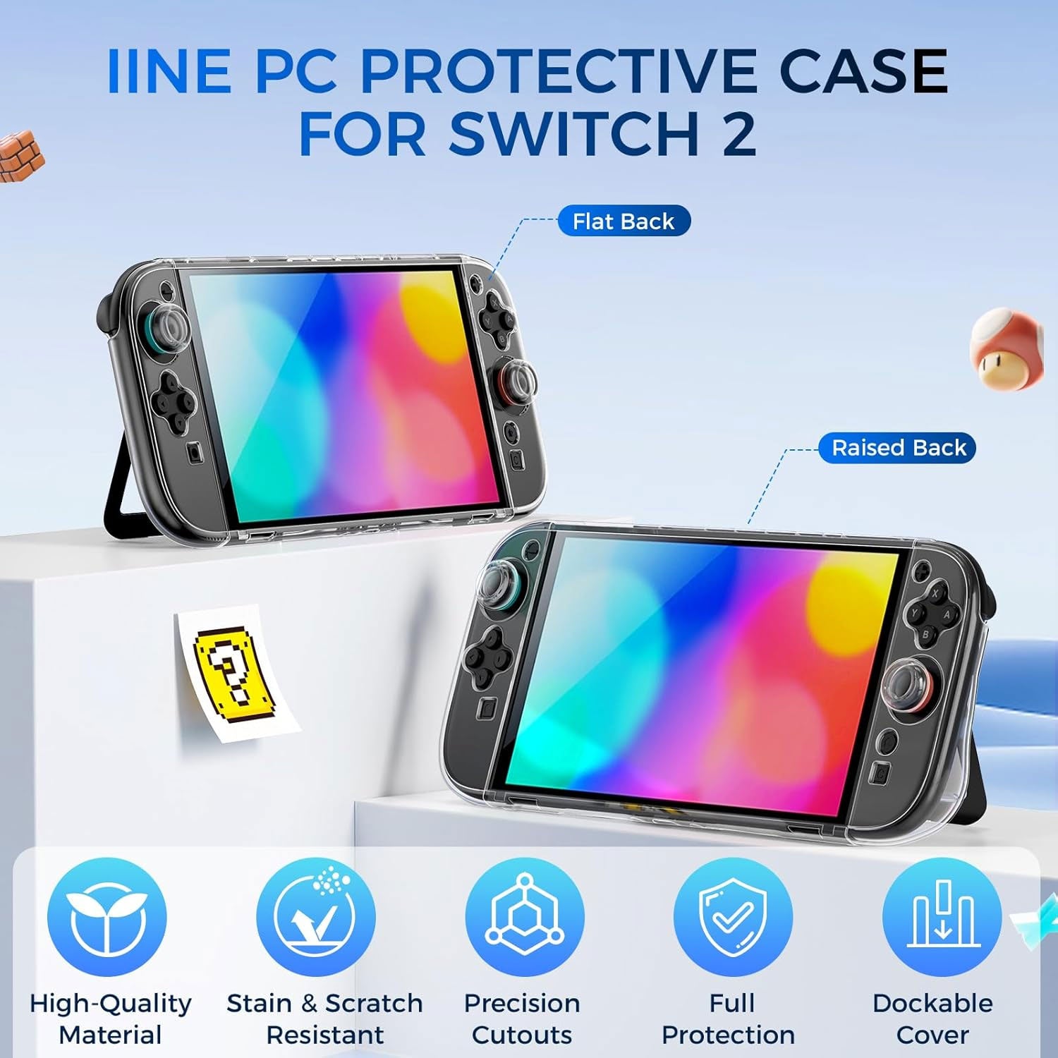 IINE PC Transparent Protective Case Set for Nintendo Switch 2
