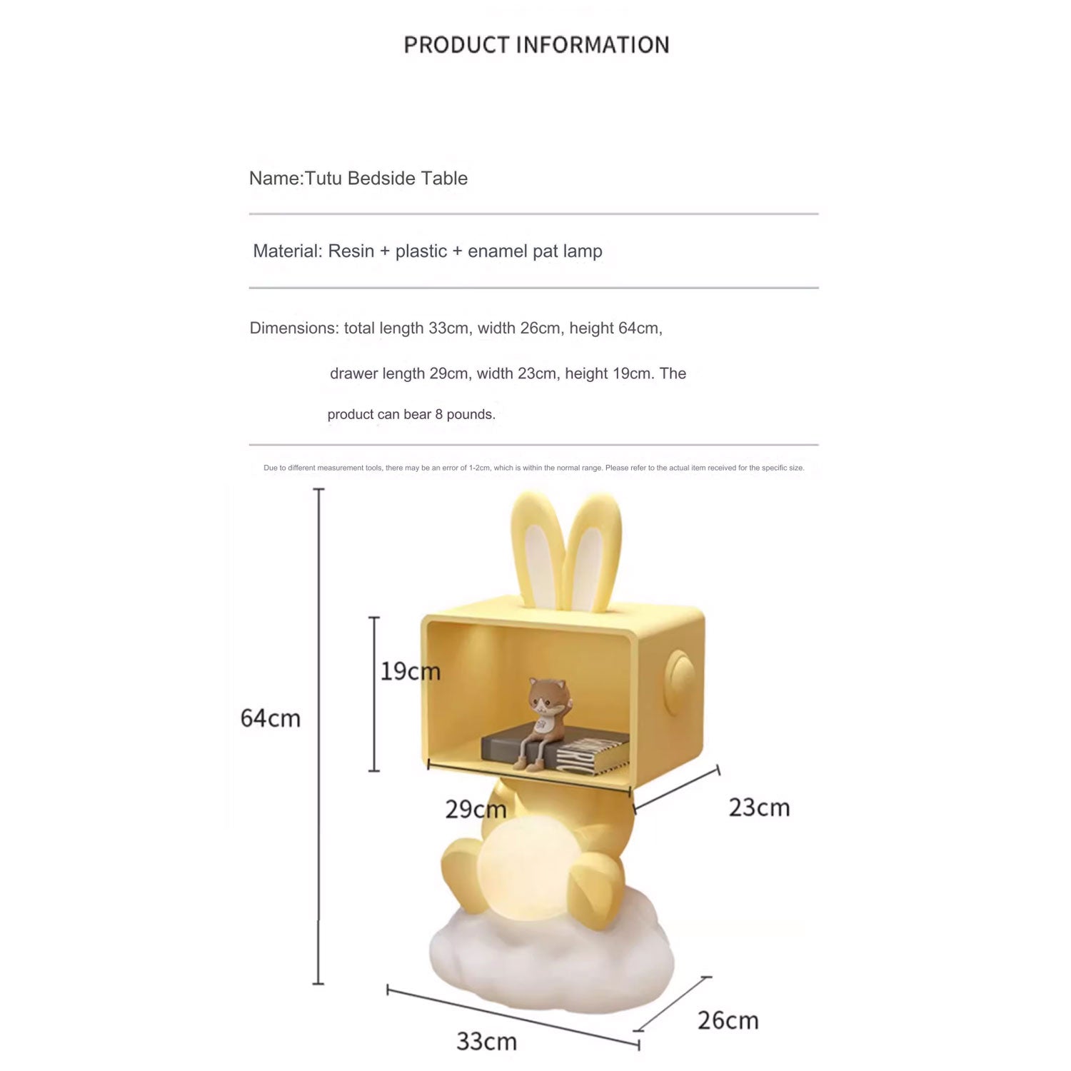 Children's Bedside Table Storage Style Lamp