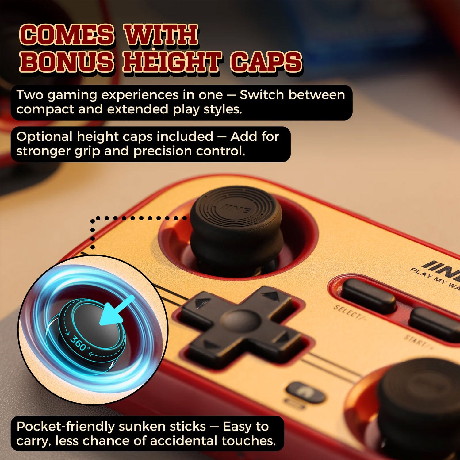 IINE Retro Red Pocket Game Controller for Nintendo Switch 2