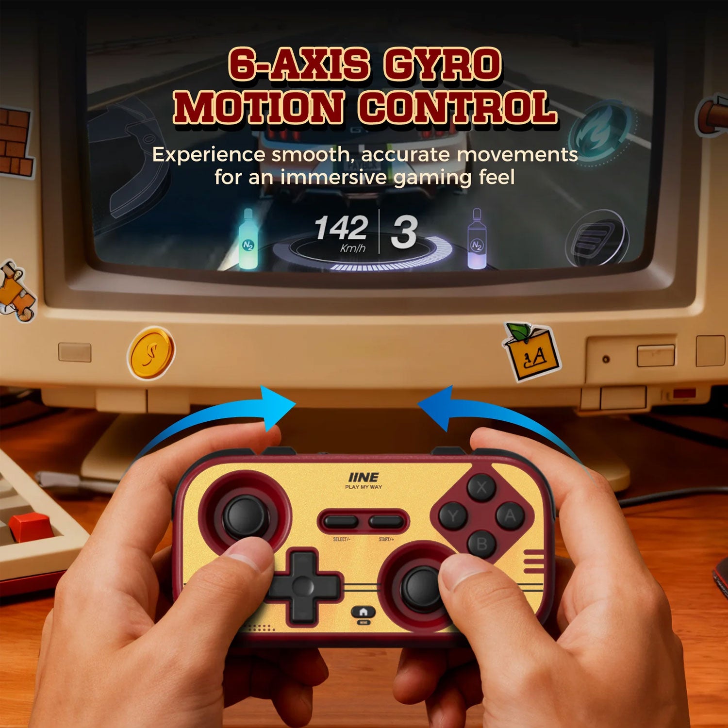 IINE Retro Red Pocket Game Controller for Nintendo Switch 2