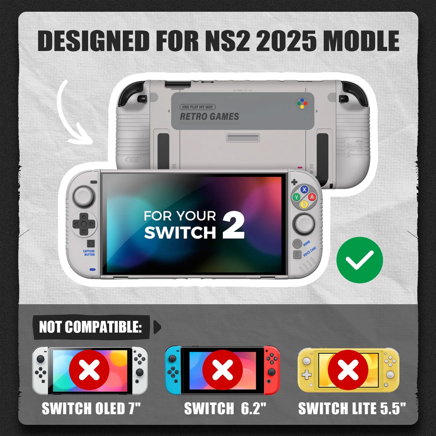 IINE Retro Protective Case for Nintendo Switch 2