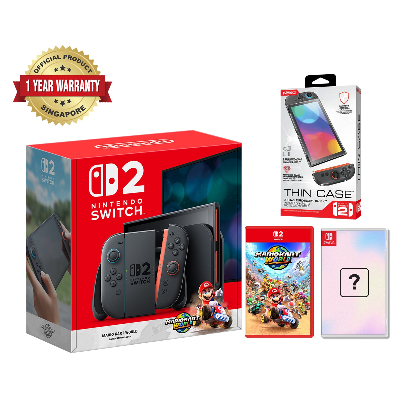 Nintendo Switch 2 Console + Mario Kart World + Accessories Bundle + 1 Year Warranty by Nintendo Distributor Singapore