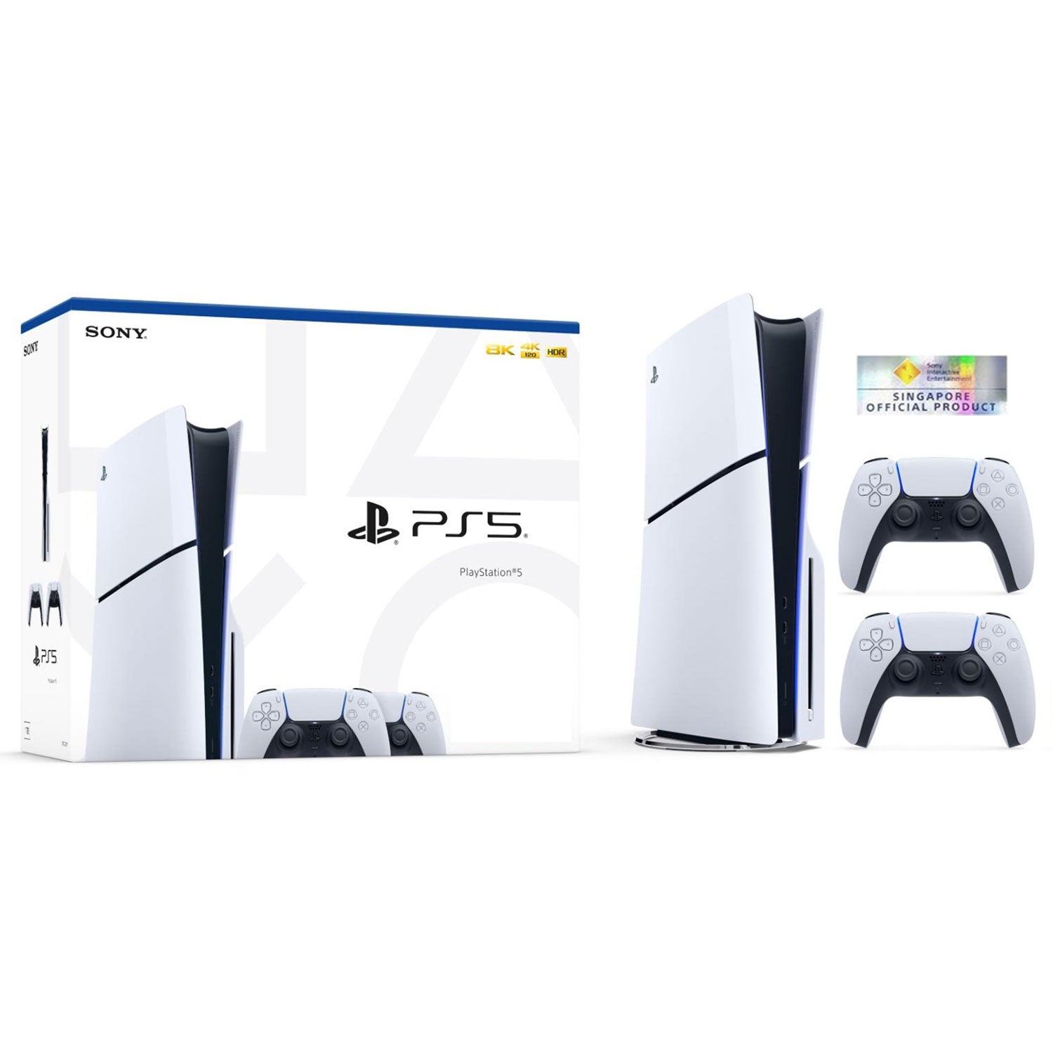 Sony PlayStation 5 Slim 1TB Disc Drive Console [E Chassis] - 2 DualSense Wireless Controllers Bundle [Sony Singapore Warranty]