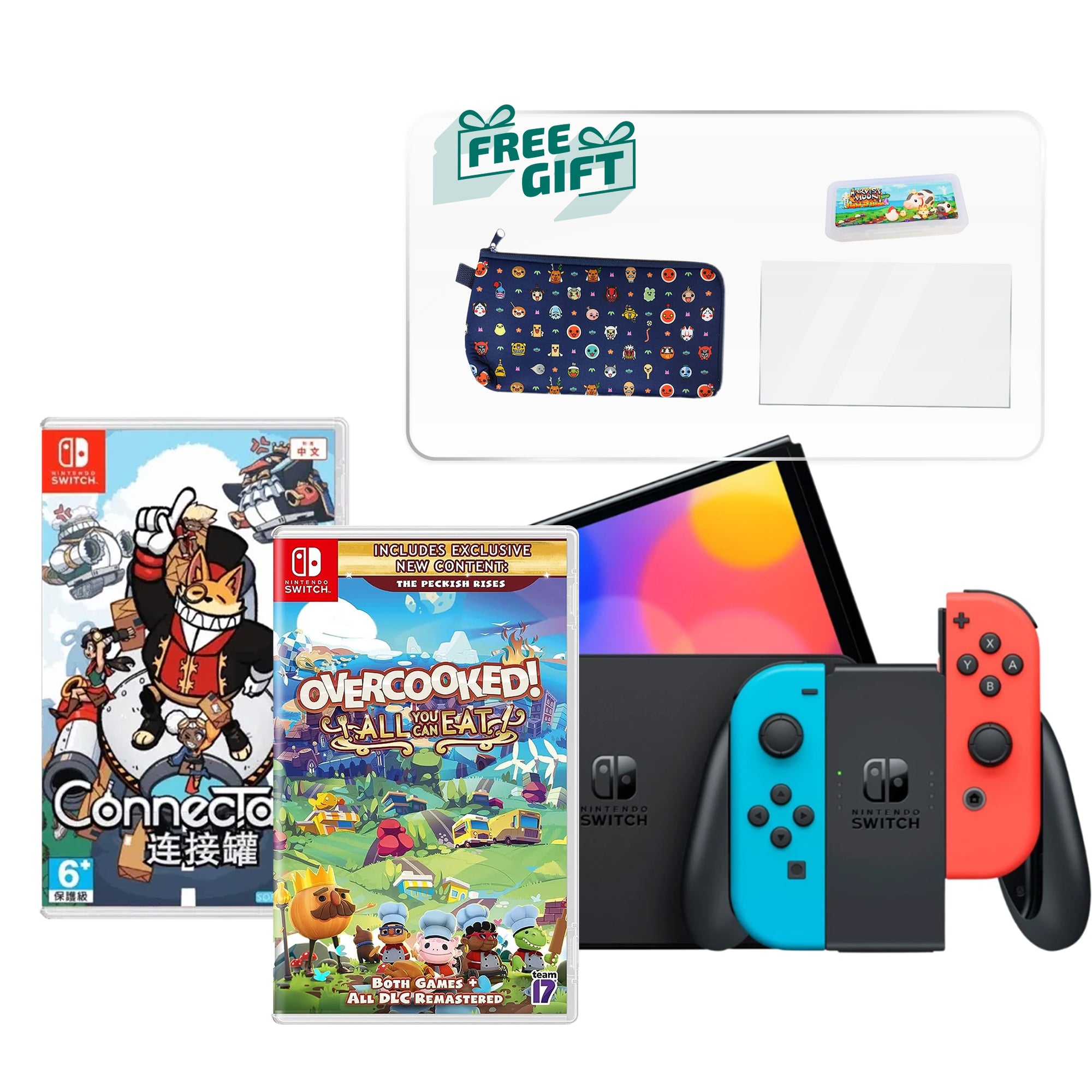 Nintendo Switch OLED Raya Festive Bundle (Includes 2 Games + Free Gifts)