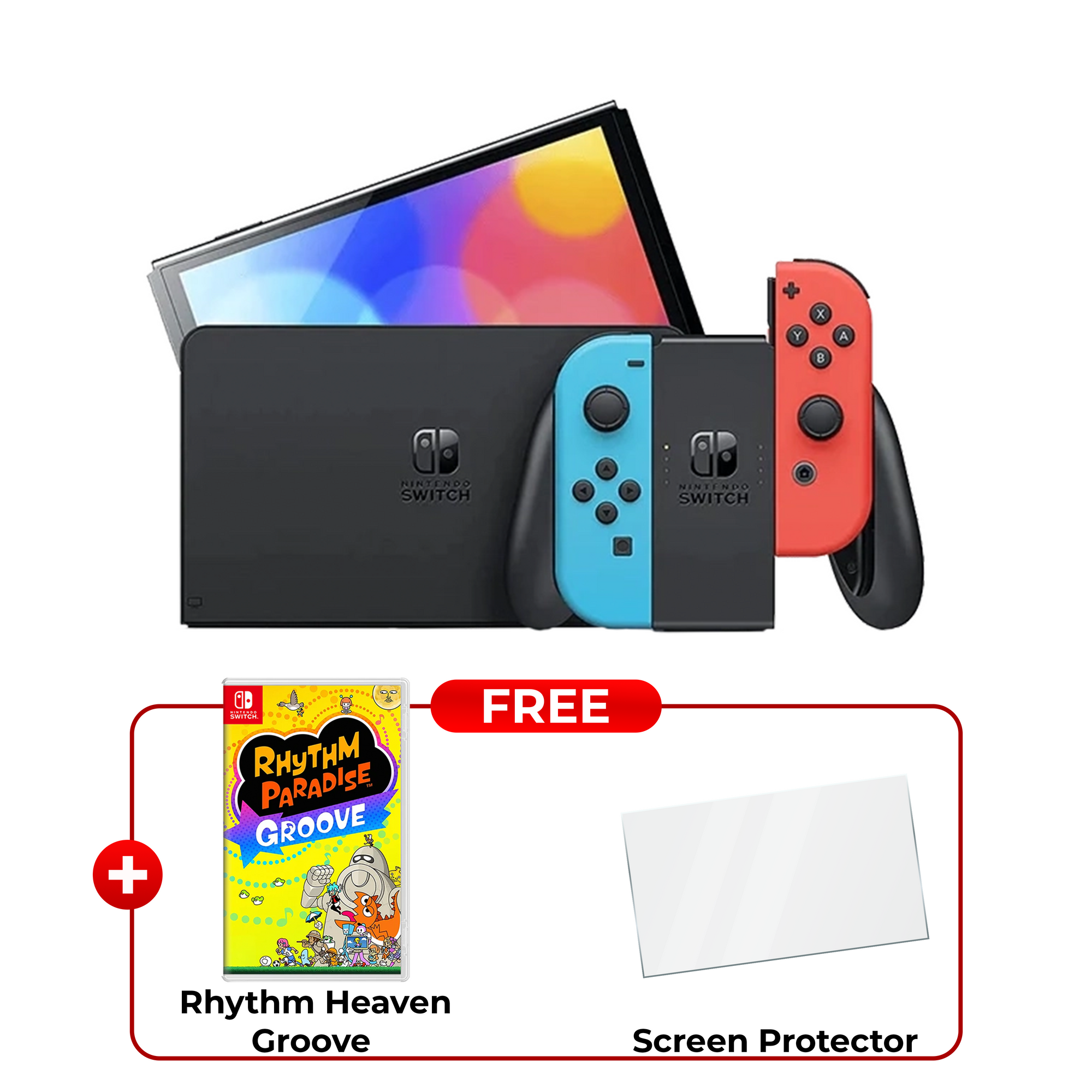 Nintendo Switch OLED Console with Freebies (Game + Screen Protector)