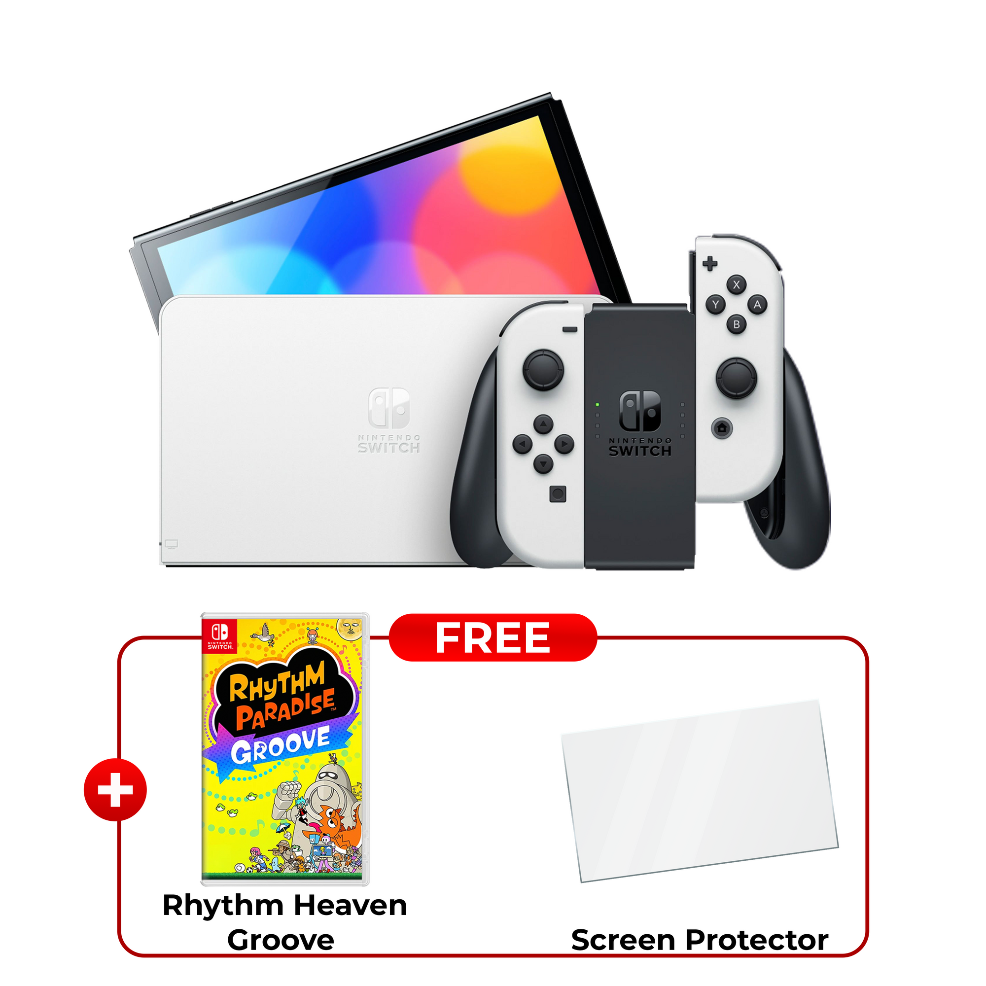 Nintendo Switch OLED Console with Freebies (Game + Screen Protector)