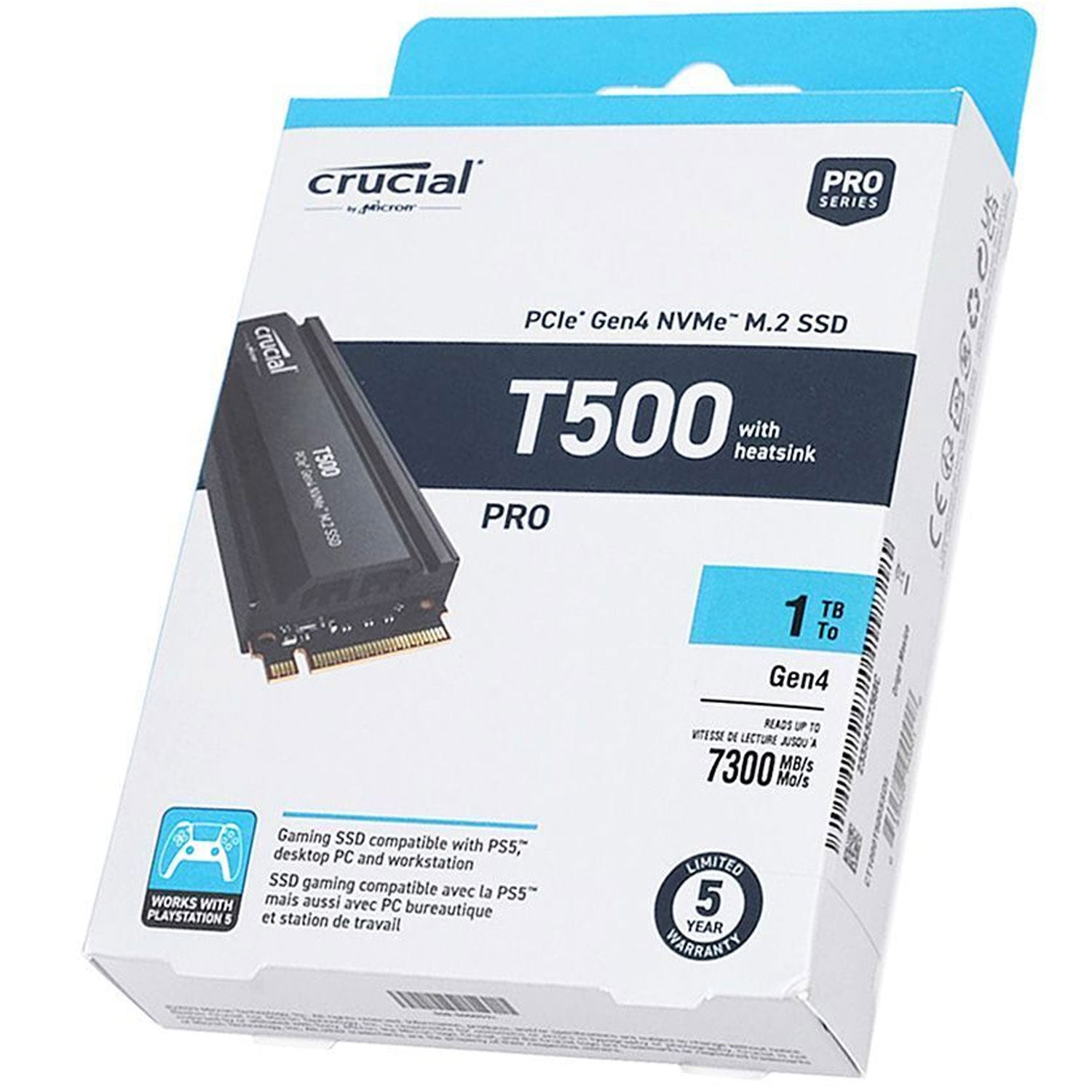 Crucial T500 PCIe Gen4 NVMe M.2 SSD with Heatsink (1TB / 2TB / 4TB)