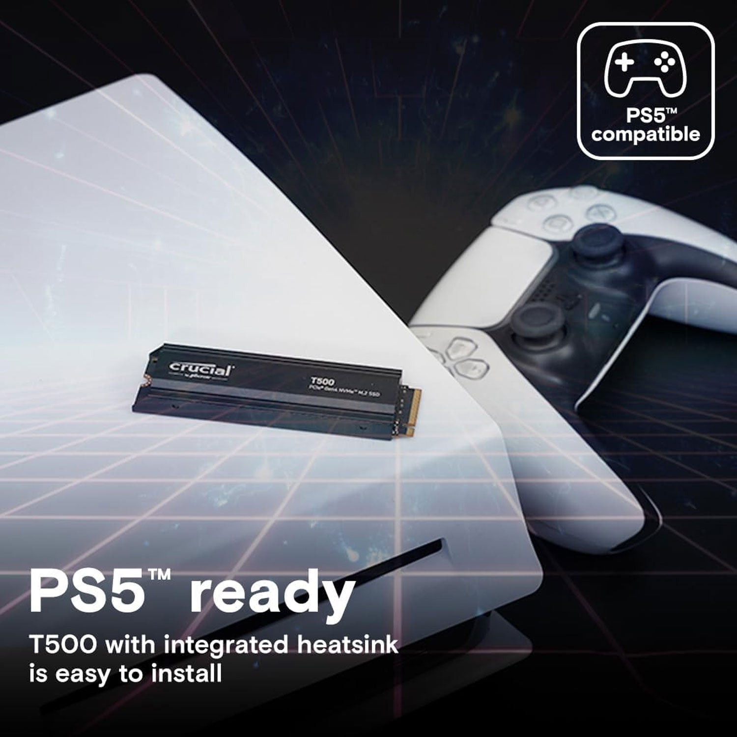 Crucial T500 PCIe Gen4 NVMe M.2 SSD with Heatsink (1TB / 2TB / 4TB)