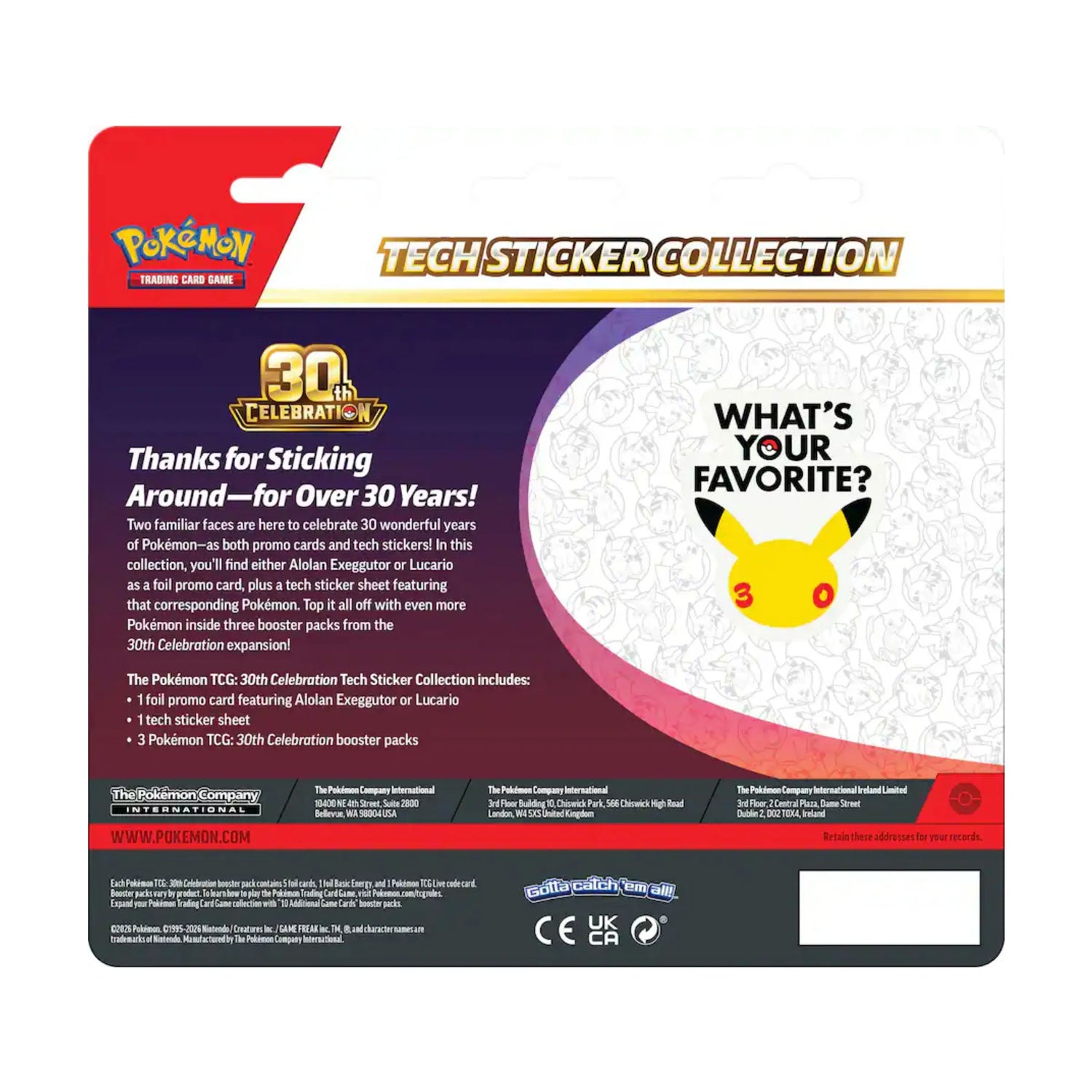 Pokemon TCG 30th Celebration Tech Sticker Collection - Lucario