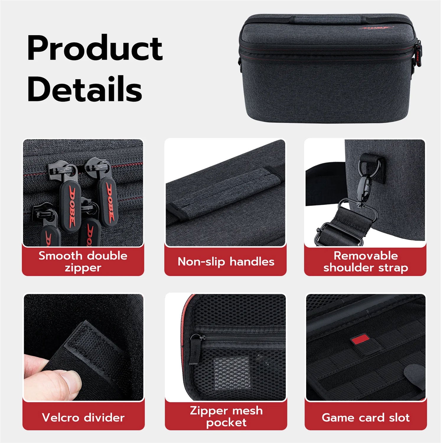 DOBE Travel Storage Case Exrtra Large Black with Game Card Box for Nintendo Switch 2