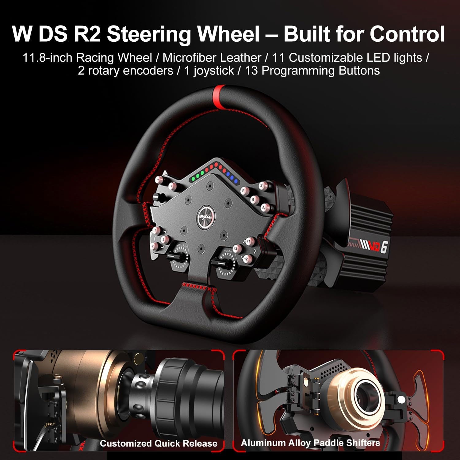 PXN VD6 Wheel Base + W AS Steering Wheel + PD HM Brake & Throttle + Z8 Mounting Clamps Bundle