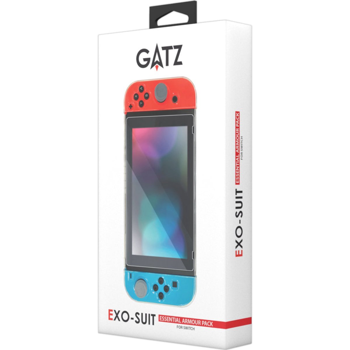 Gatz Exo-Suit Essential Armour Pack for Nintendo Switch (Crystal Case + Tempered Glass Screen Protector + Analog Caps)