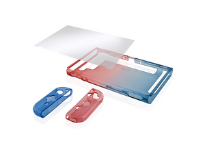 Nyko Thin Case (Neon Blue/Red) for Nintendo Switch +Tempered Glass Screen Protector