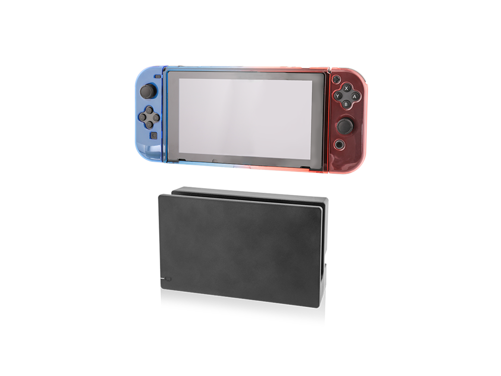 Nyko Thin Case (Neon Blue/Red) for Nintendo Switch +Tempered Glass Screen Protector