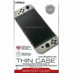 Nyko Thin Case (Clear) +Tempered Glass Screen Protector for Nintendo Switch OLED