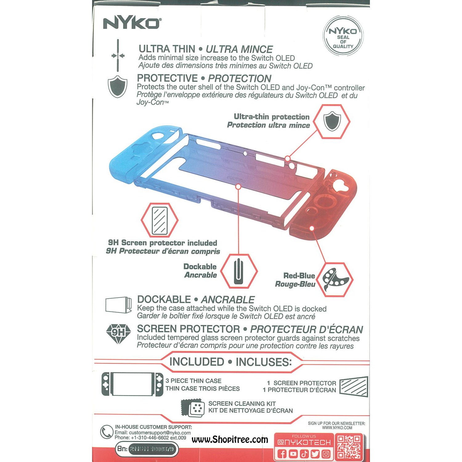 Nyko Thin Case (Neon Blue/Red) +Tempered Glass Screen Protector