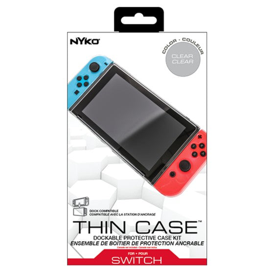 Nyko Thin Case (Clear) for Nintendo Switch + Tempered Glass Screen Protector